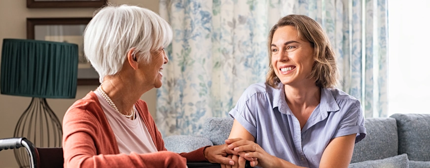 Life Assure Happy Adult Woman Visiting Her Elderly Mother Hero